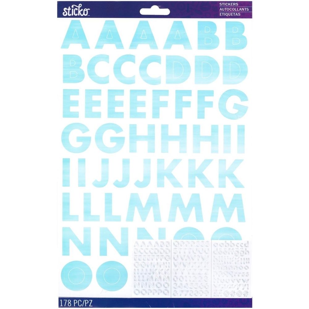 Iridescent Alphabet Stickers Silver / Estampas de Alfabeto Plata 