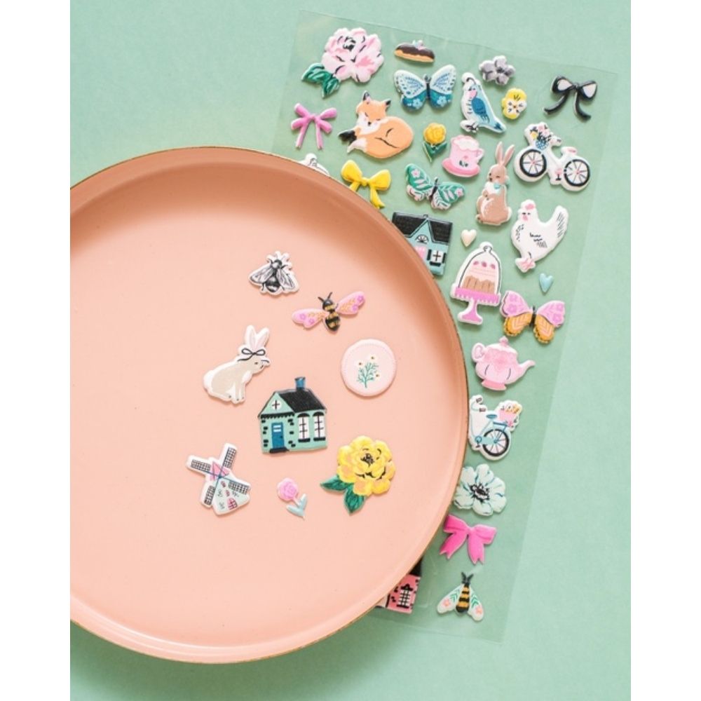 Garden Party Puffy Stickers / Estampas en 3D Decorativas Descontinuado American Crafts