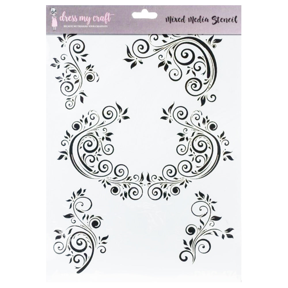 Delicate Flourishes Stencil A4 / Esténcil de Adornos Florales Descontinuado Dress My Craft
