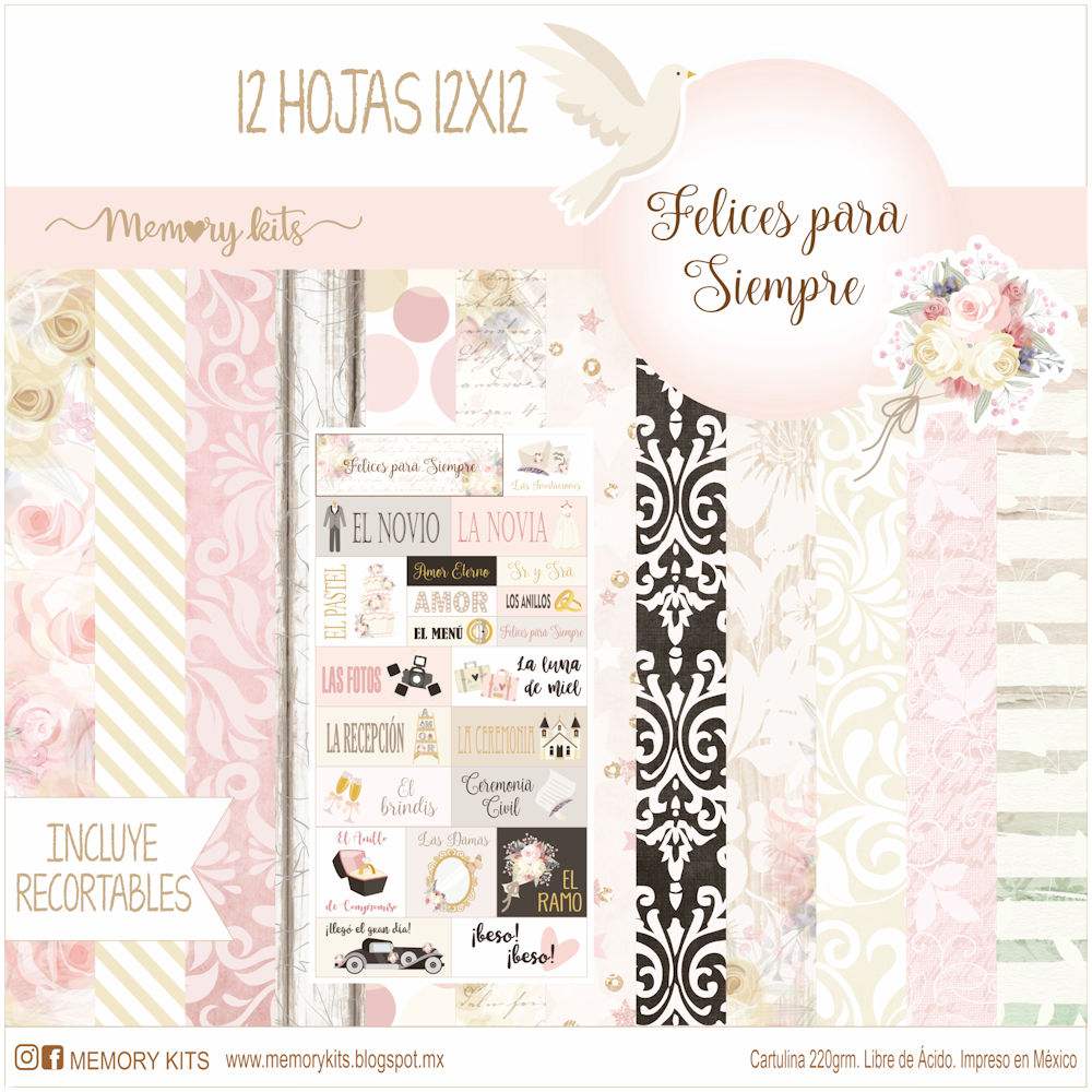Kit de Papel Cartulina Felices para Siempre Descontinuado Memory Kits