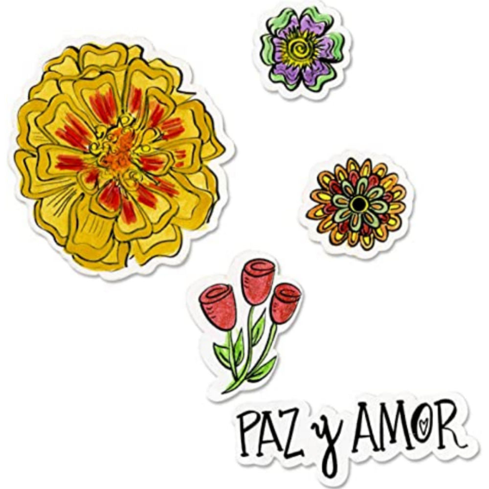 Framelits Die &amp; Stamp Paz &amp; Amor / Suaje y Sello de Amor y Paz Dados de Corte / Suajes / Troqueles Sizzix