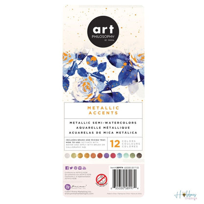 Metallic Accents Semi-Watercolors / Acuarelas Metálicas Acuarela Prima Marketing
