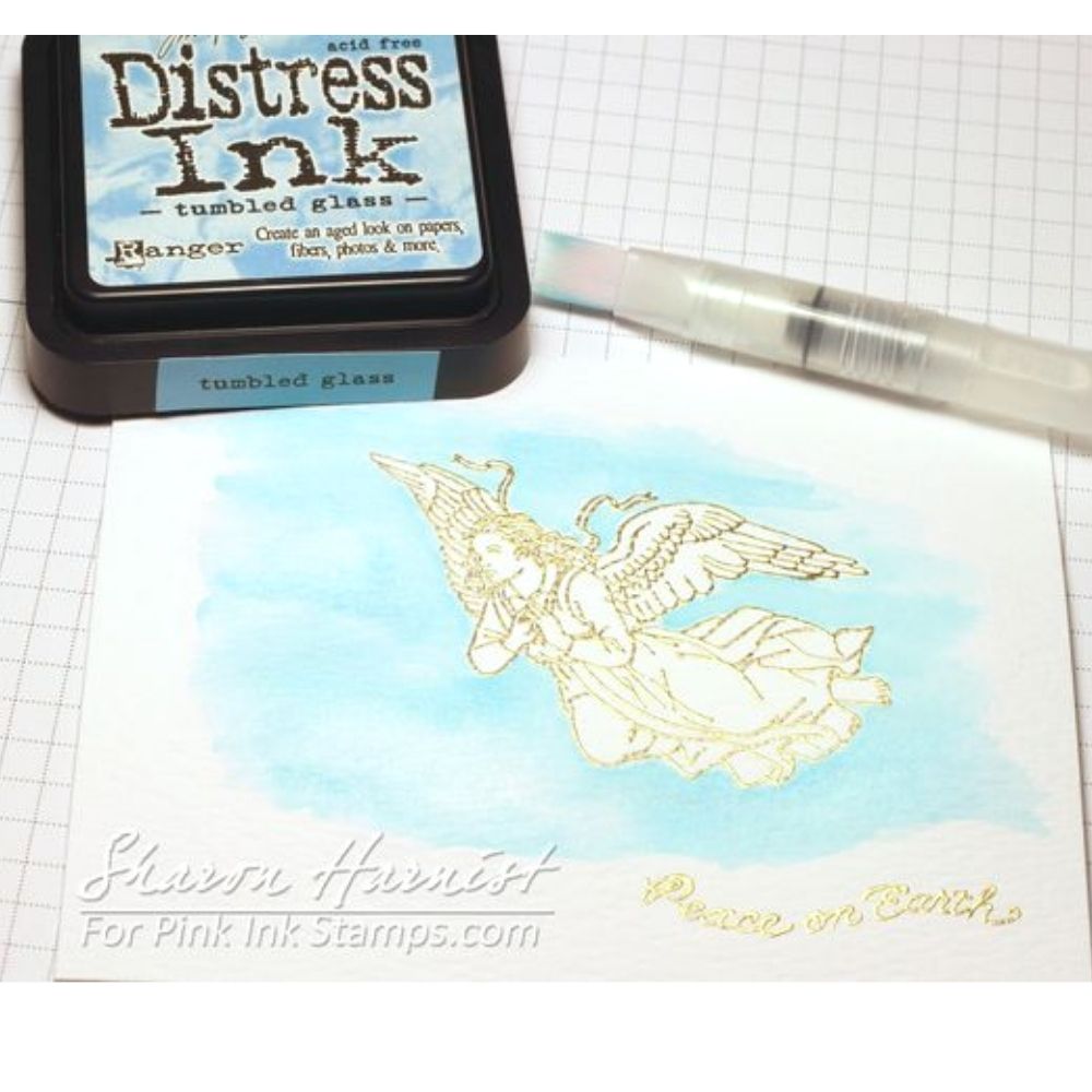 Tim Holtz Distress Ink Tumbled Glass / Tinta para Sellos Vidrio Azulado Tintas Ranger