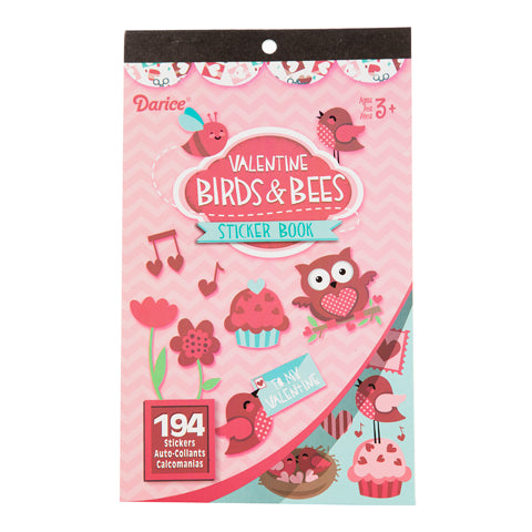 Sticker Book for Kids Walentine Birds &amp; Bees / Libro con 194 Estampas Pajaritos y Abejas de San Valentin Descontinuado Darice