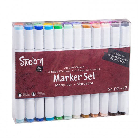 Alcohol Brush Markers 24 pc.  / Marcadores de Alcohol 24 pz. Colores y Plumones Darice