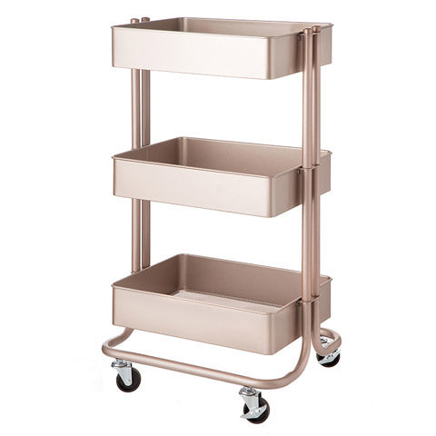 Metal Rolling Utility Cart: Rose Gold / Carrito con Ruedas Oro Rosado Almacenamiento y Organización Darice