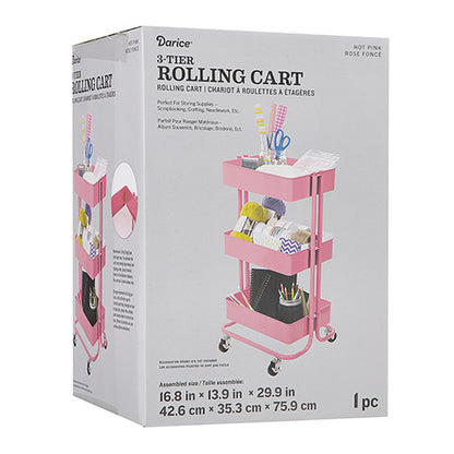 Metal Rolling Utility Cart Hot Pink / Carrito con Ruedas Rosa Intenso Descontinuado Darice