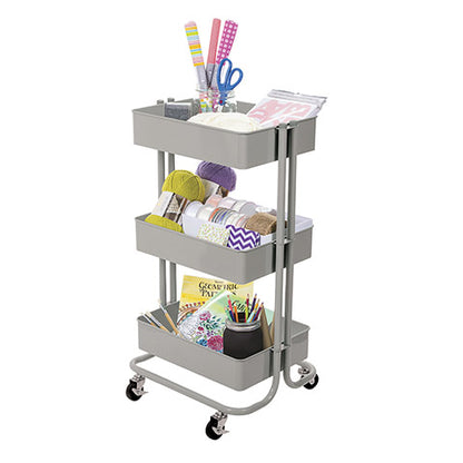 Metal Rolling Utility Cart Gray / Carrito con Ruedas Gris Almacenamiento y Organización Darice