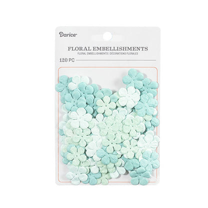 Mini Glitter Floral Mint / Florecitas con Brillitos 120 pz Descontinuado Darice