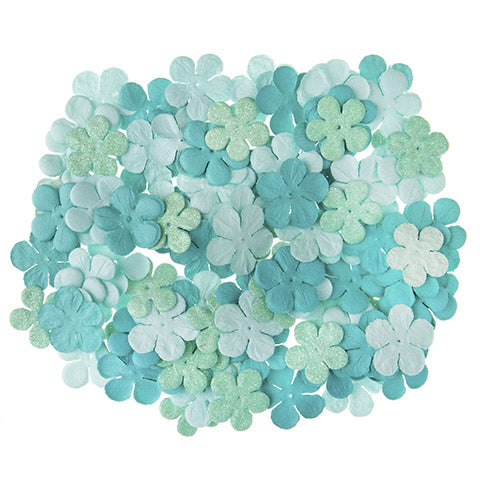 Mini Glitter Floral Mint / Florecitas con Brillitos 120 pz Descontinuado Darice