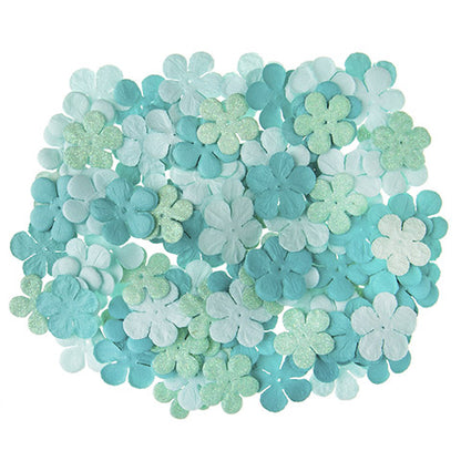 Mini Glitter Floral Mint / Florecitas con Brillitos 120 pz Descontinuado Darice
