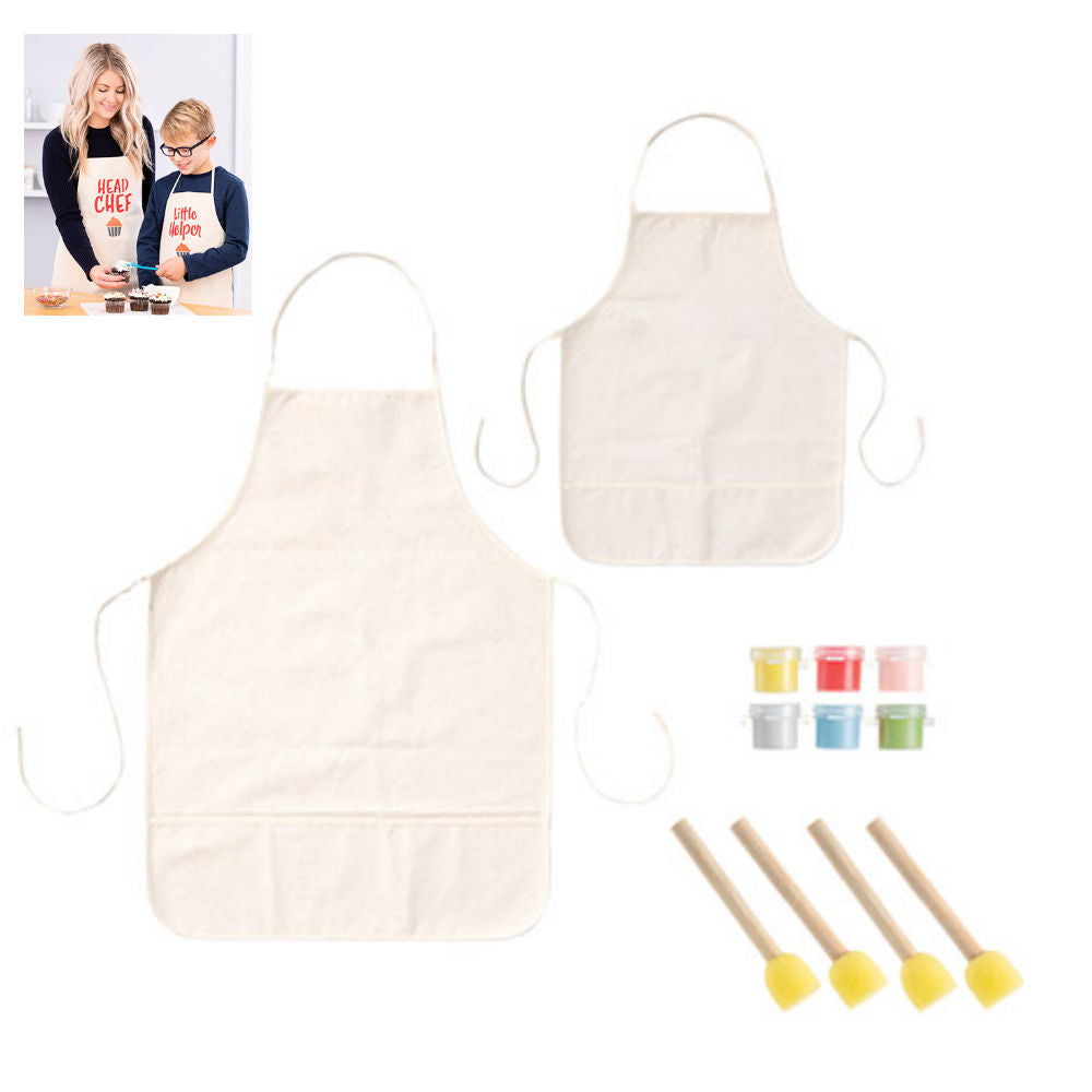 Adult &amp; Child Canvas Apron Kit / Delantales Personalizables Repostería Darice