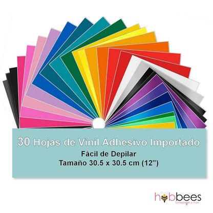 Paquete de 30 Hojas de Vinil Adhesivo de Colores Descontinuado iVinyl