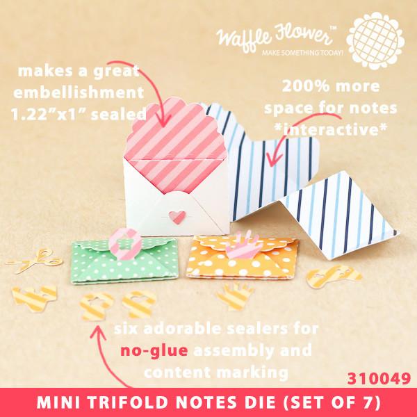 Mini Trifold Notes Dies / Suaje de Sobrecito Mini Dados de Corte / Suajes / Troqueles Waffle Flower