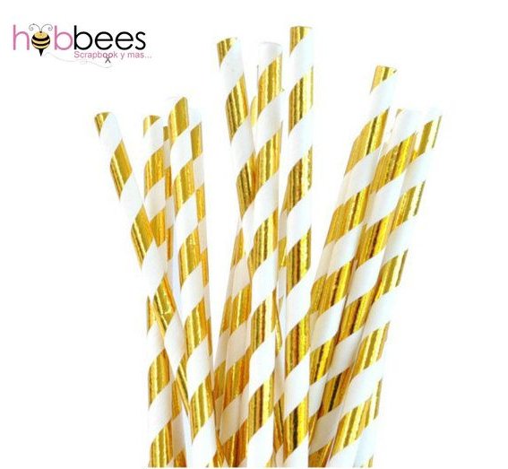 Paper Straws Gold / Popotes de Papel Decorativo Dorados