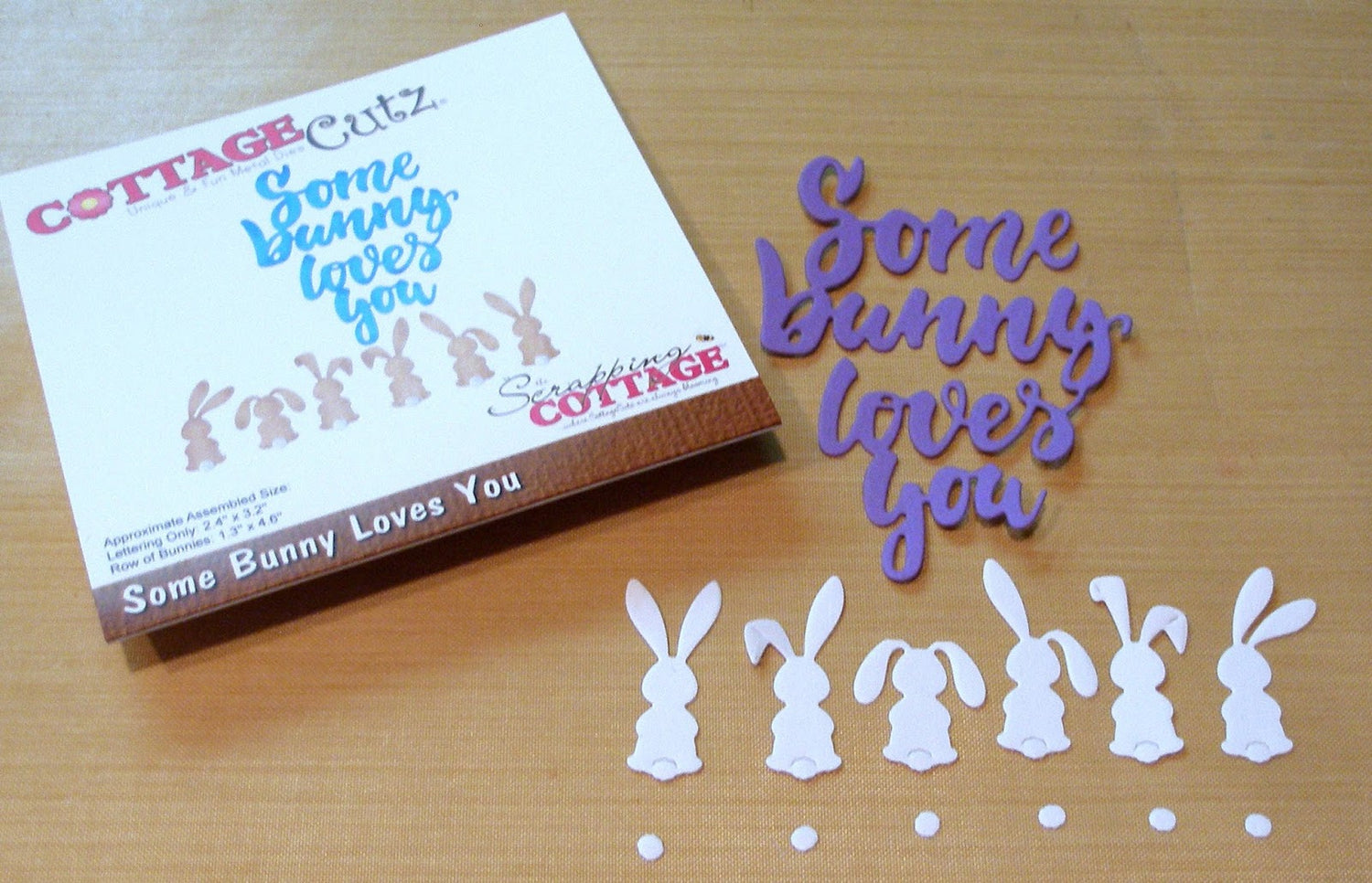 Some Bunny Loves You Die / Suaje de Conejos y Frase Dados de Corte / Suajes / Troqueles Cottage Cutz