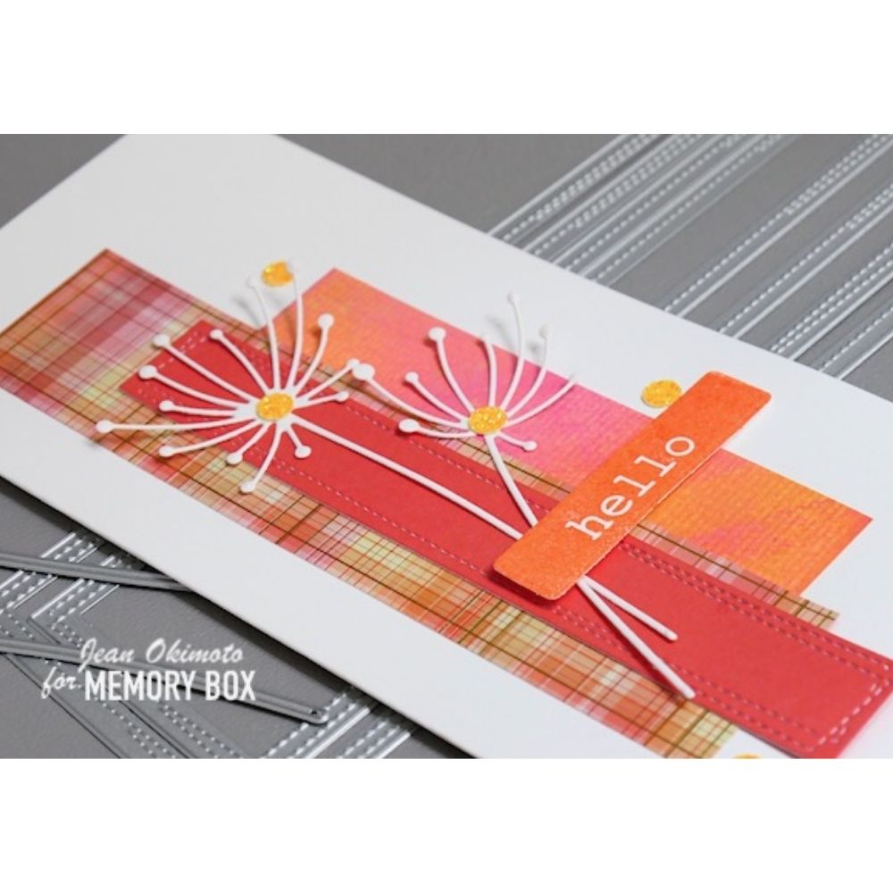 Madras Plaid Coral &amp; Green 6&quot; / Block de Cartulina Tartán Coral y Verde Papel Memory Box