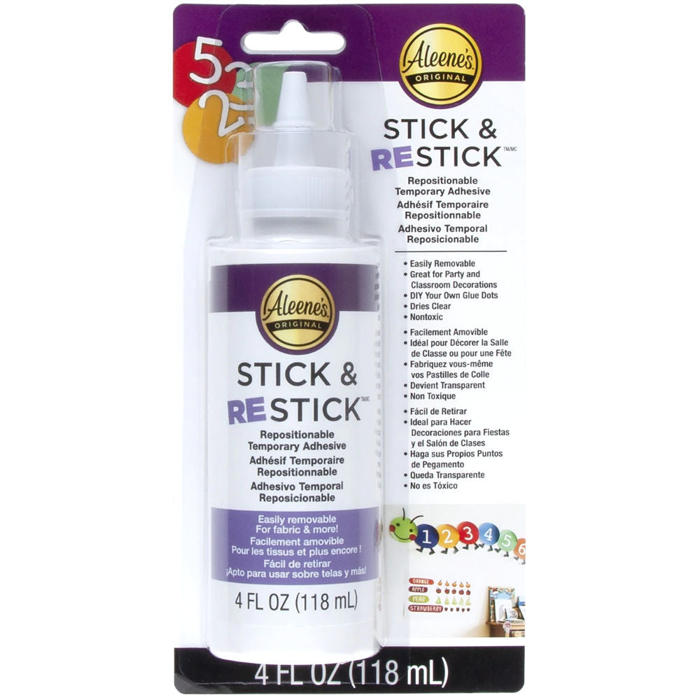 Stick &amp; Restick Adhesive / Adhesivo Reposicionable para Telas Adhesivos / Pegamentos Aleene&