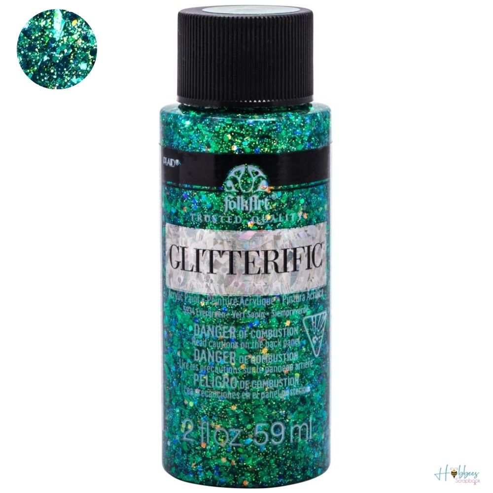 FolkArt Glitterific Paint Evergreen / Pintura Acrílica con Glitter Acrìlicos Plaid