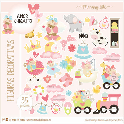 Kit de Papel Cartulina Amor Chiquito Niña Papel Memory Kits