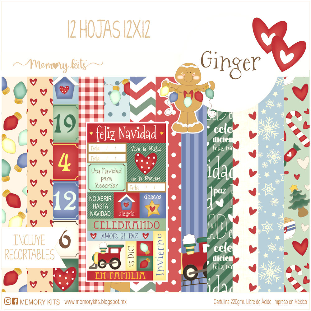 Kit de Papel Cartulina Ginger Papel Memory Kits