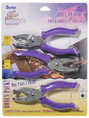 3 Hole Punches / Set de 3 Perforadoras de Hoyitos Descontinuado Darice