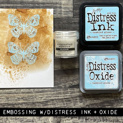 Tim Holtz Distress Ink Tumbled Glass / Tinta para Sellos Vidrio Azulado Tintas Ranger