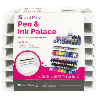 Desk Maid Pen &amp; Ink Palace / Organizador Blanco para Escritorio Almacenamiento y Organización Totally Tiffany