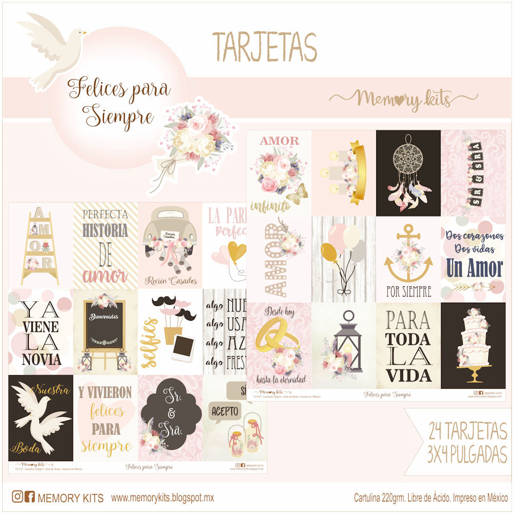 Kit de Papel Cartulina Felices para Siempre Descontinuado Memory Kits
