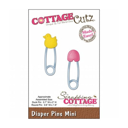 Diaper Pins Mini Die /  Suaje de Seguritos de Bebé Dados de Corte / Suajes / Troqueles Cottage Cutz