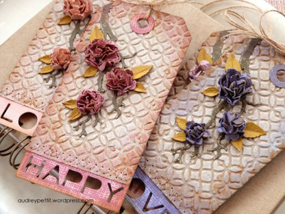 Tim Holtz Thinlits Die Tiny Tattered Florals  / 15 Suajes de Flores y Herramienta para Filigrana Dados de Corte / Suajes / Troqueles Sizzix