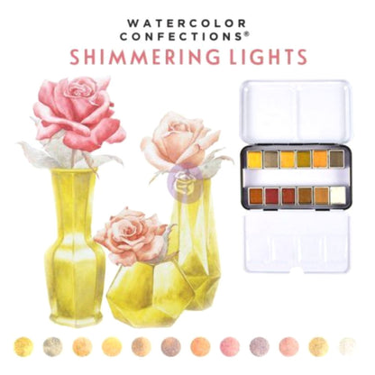 Watercolor Pans Shimmering Lights / Acuarelas con Brillos Colores Claros Acuarela Prima Marketing