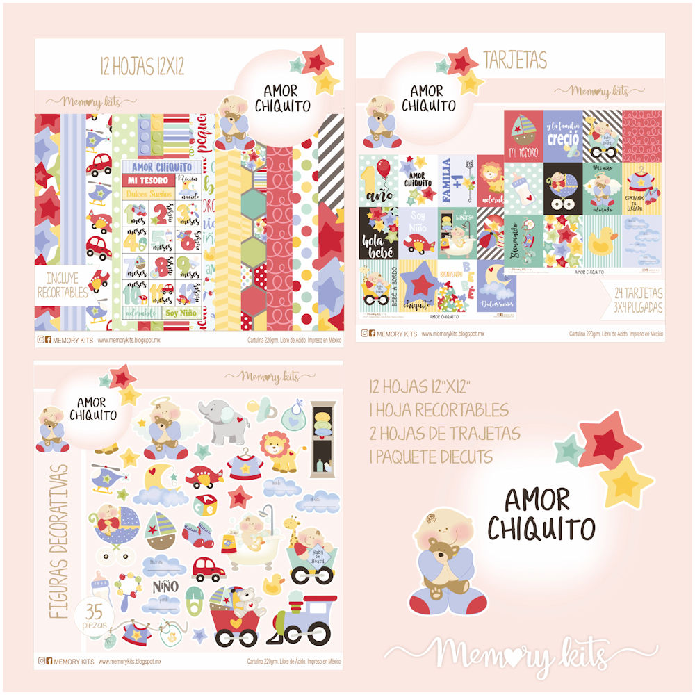 Kit de Papel Cartulina Amor Chiquito Niño Papel Memory Kits