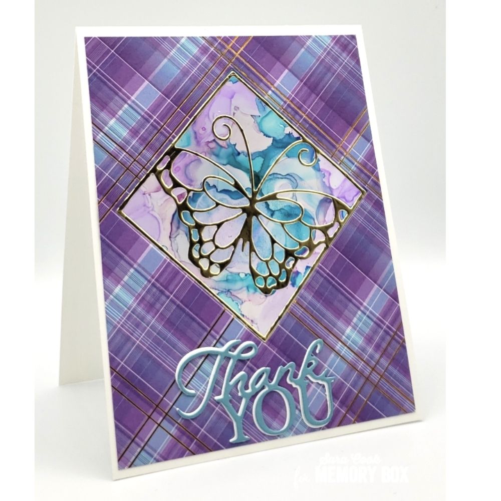 Madras Plaid Blue &amp; Violet 6&quot; / Block de Cartulina Tartán Azul y Violeta Papel Memory Box