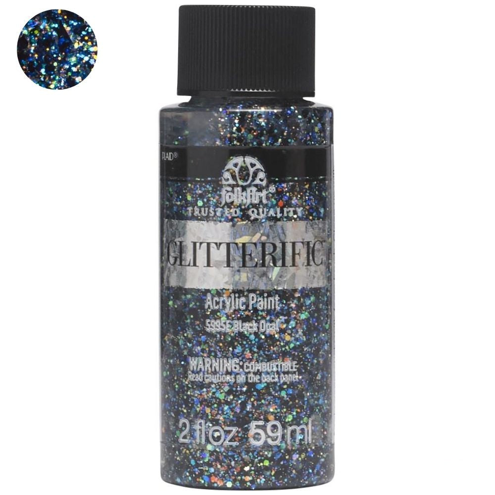 FolkArt Glitterific Paint Black Opal / Pintura Acrílica con Glitter Acrìlicos Plaid