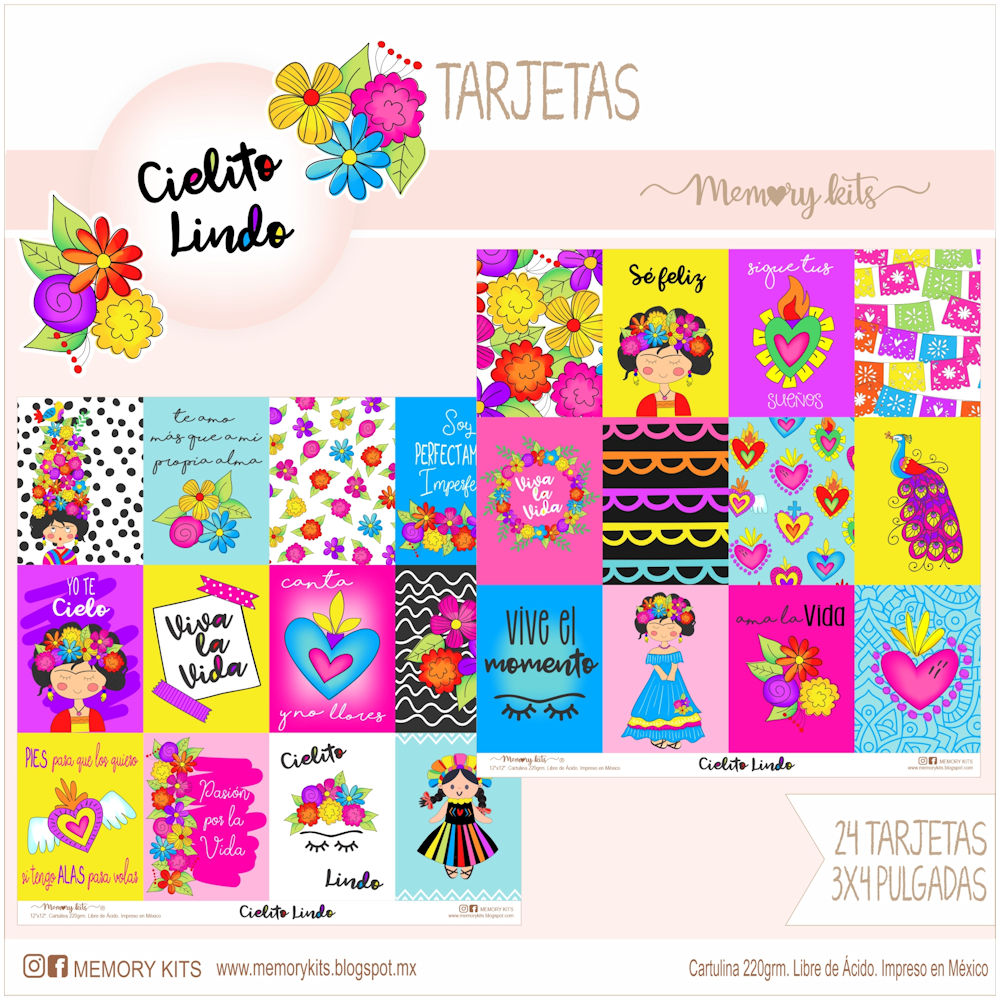 Kit de Papel Cartulina Cielito Lindo Papel Memory Kits