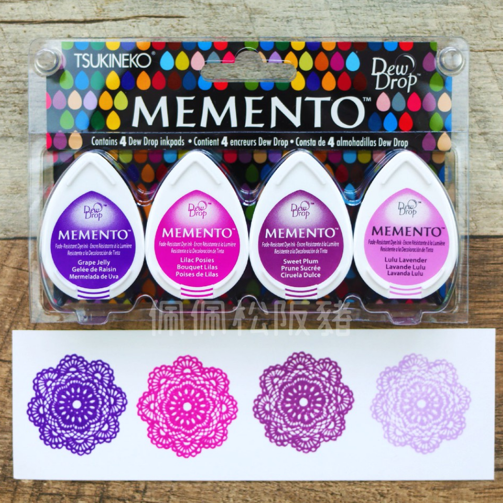 Memento Dew Drop Dye Ink Pads Juicy Purple / Set de 4 Tintas Morados Tintas TSUKINEKO