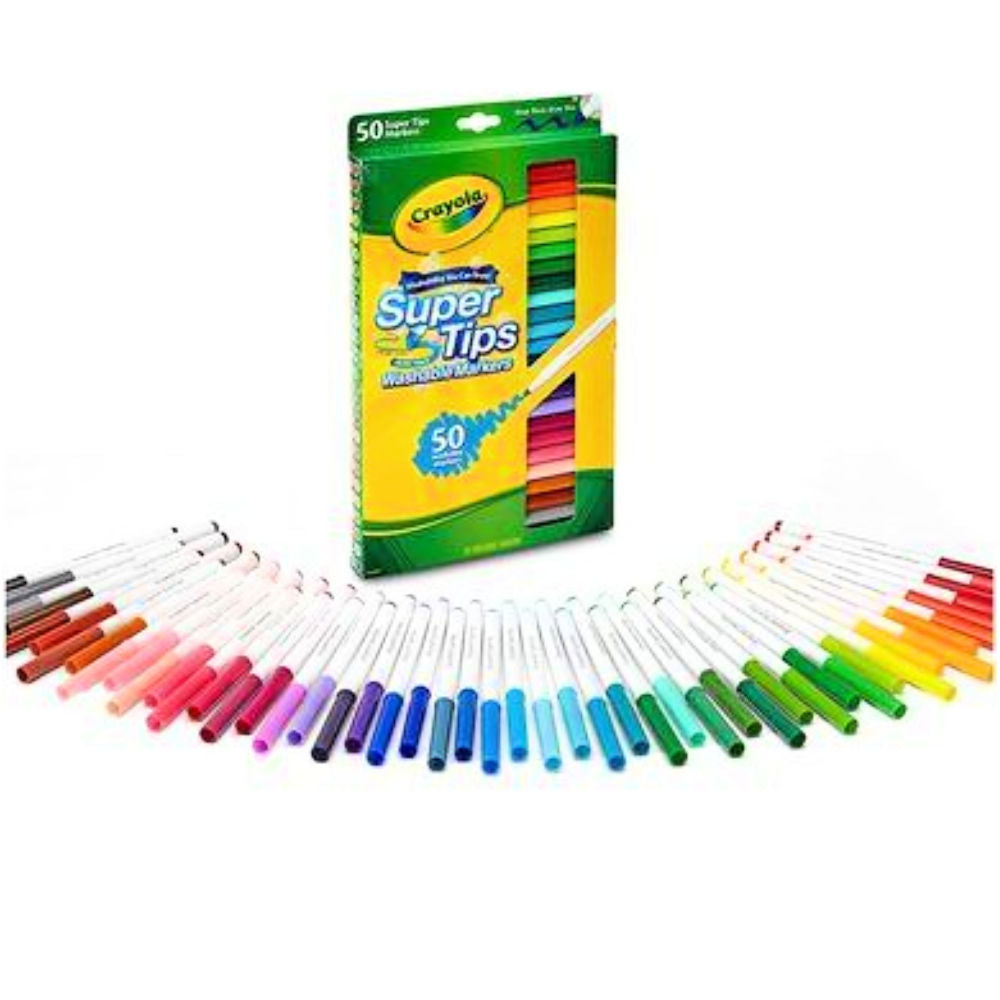 Crayola - Washable Super Tips Markers / Marcadores de Agua Set de 50 Marcadores &amp; Plumones Crayola