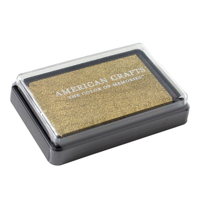 Gold Metallic Quick Drying Pigment Ink / Tinta para Sellos de Secado Rápido Dorado Descontinuado American Crafts