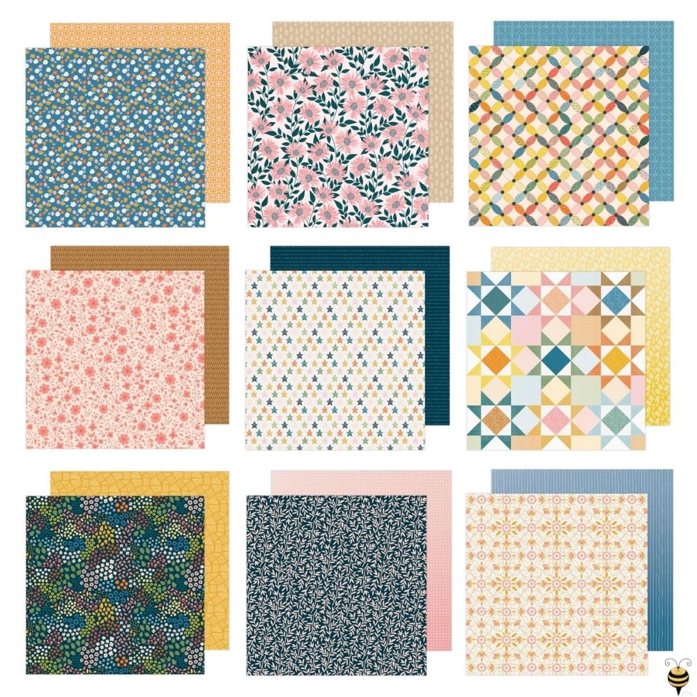 Bungalow Lane Paper Pad 12 x 12&quot; / Block de Papel Flores y Mosaicos Papel American Crafts