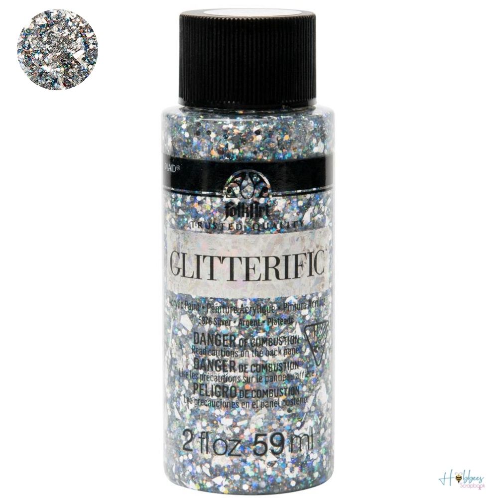 FolkArt Glitterific Paint Silver / Pintura Acrílica con Glitter Acrìlicos Plaid