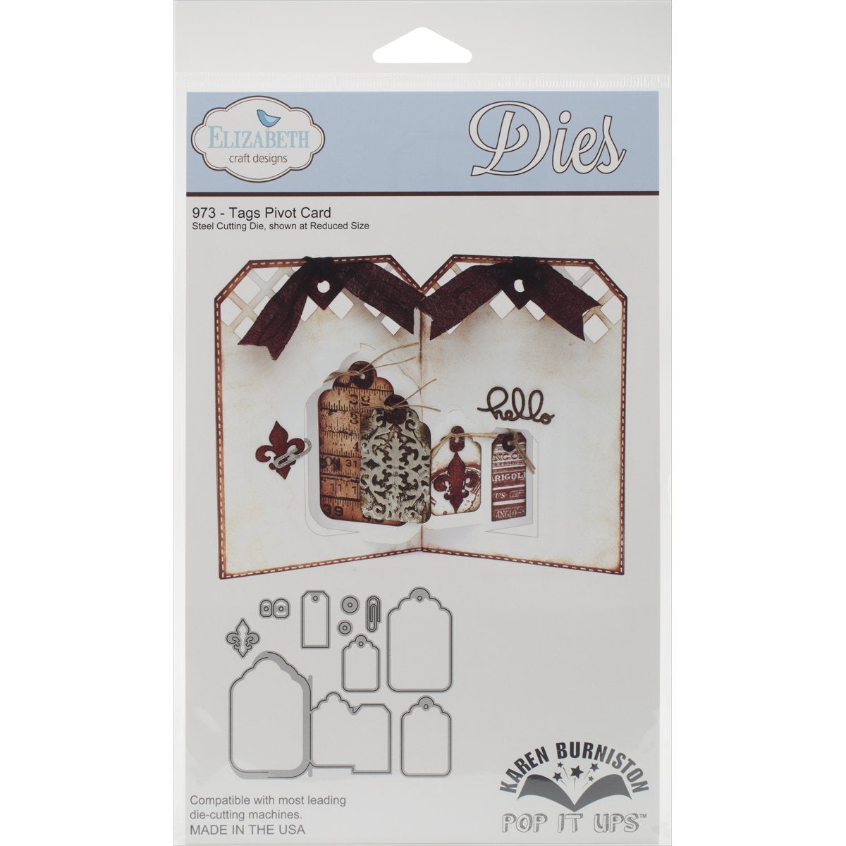 Craft Pop It Up Tags Pivot Card Die / Suaje de Tarjeta Pop up Descontinuado Elizabeth Craft Designs