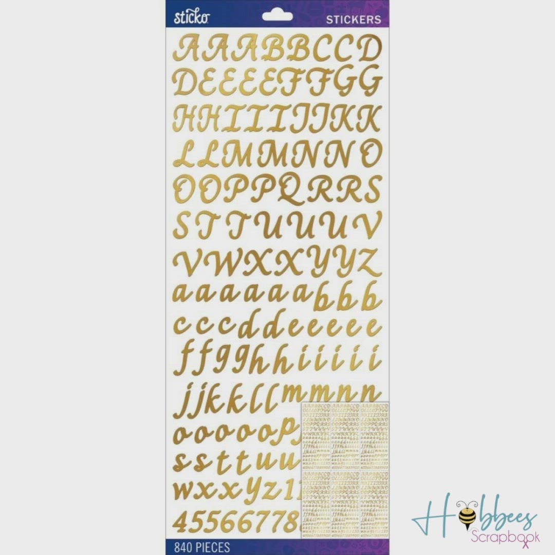 Gold Foil Script Stickers / Estampas Alfabeto de Foil Dorado Stickers Ek Success