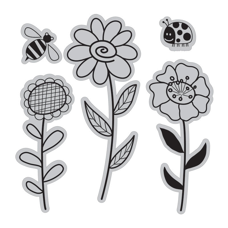 Framelits Dies &amp; Cling Stamps Garden Flowers / Kit de Suajes y Sellos Descontinuado Sizzix