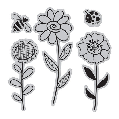 Framelits Dies &amp; Cling Stamps Garden Flowers / Kit de Suajes y Sellos Descontinuado Sizzix