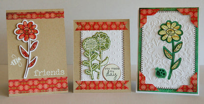 Framelits Dies &amp; Cling Stamps Garden Flowers / Kit de Suajes y Sellos Descontinuado Sizzix