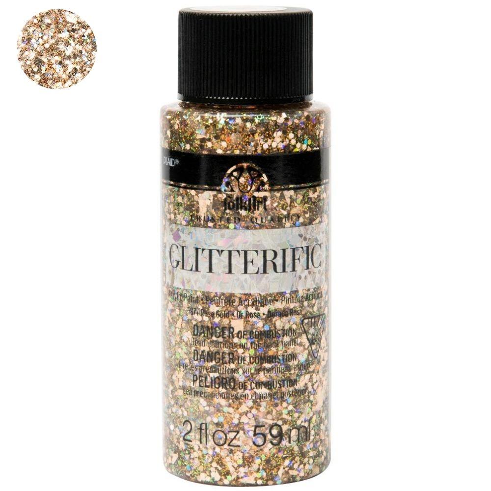 FolkArt Glitterific Paint Rose Gold / Pintura Acrílica con Glitter Acrìlicos Plaid