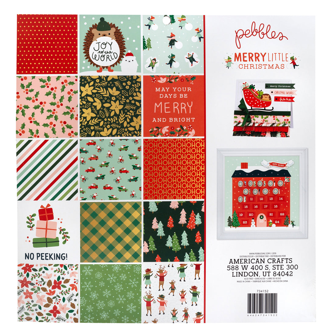 Merry Little Christmas Paper Pad / Block de Papel Decorado Navidad Descontinuado Pebbles