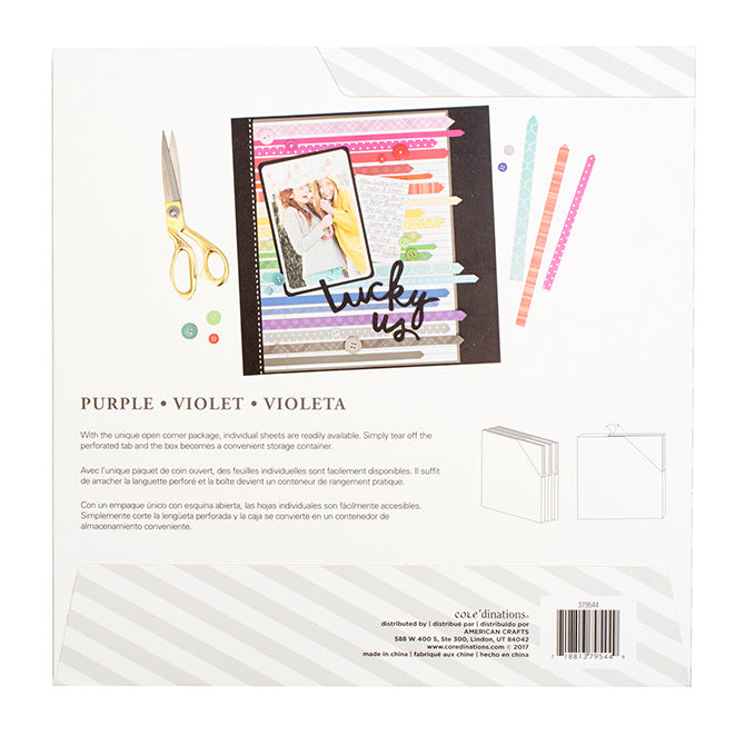 Purple Patterned Cardstock / Cartulina Decorada Violetas 60 Hojas Descontinuado Core&