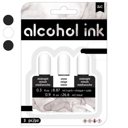 Alcohol Inks Pack Midnight / Tintas Alcohol Blanco y Negro Tintas al Alcohol American Crafts